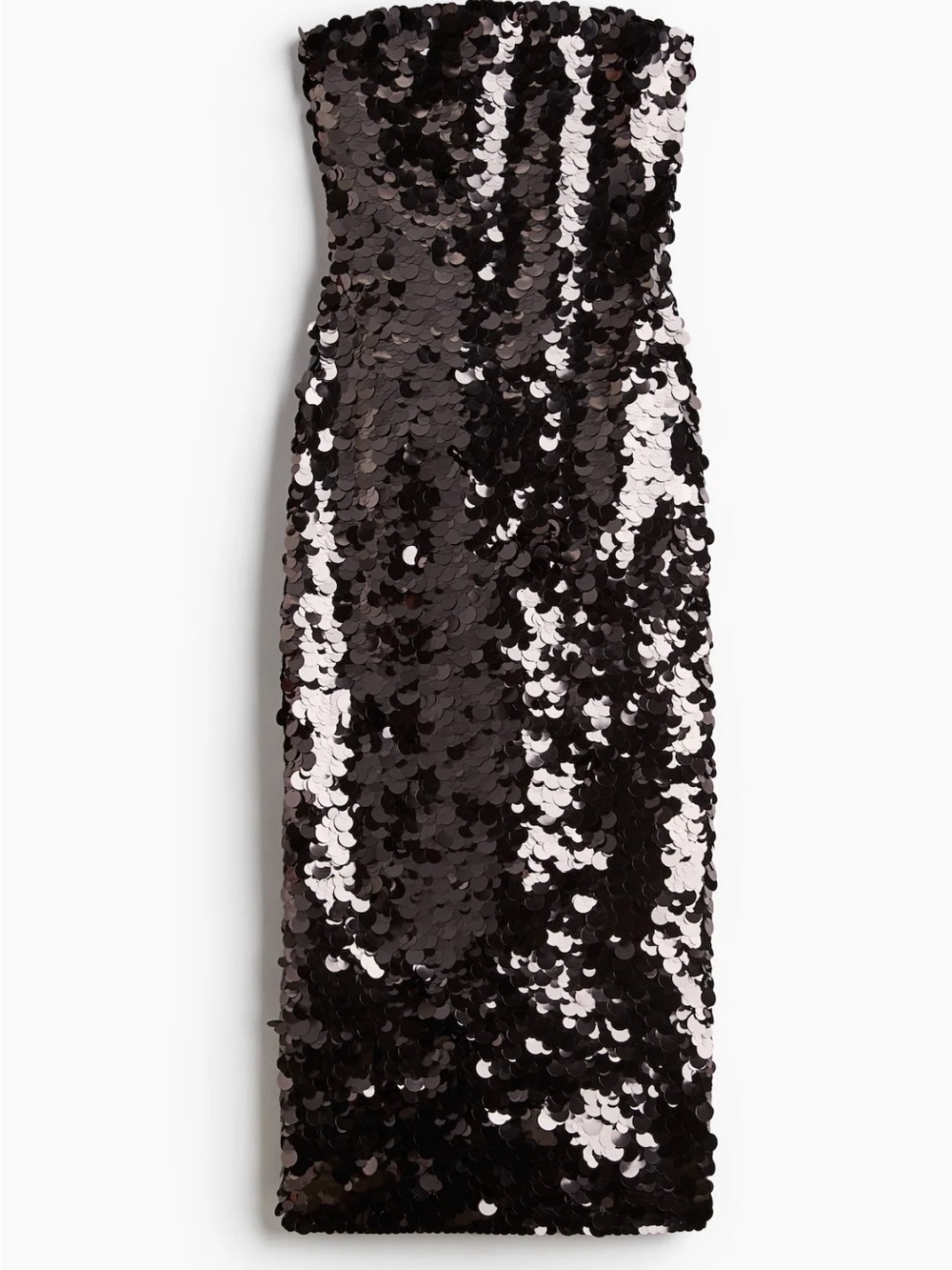 H&M Strapless Sequin Column Dress in Black